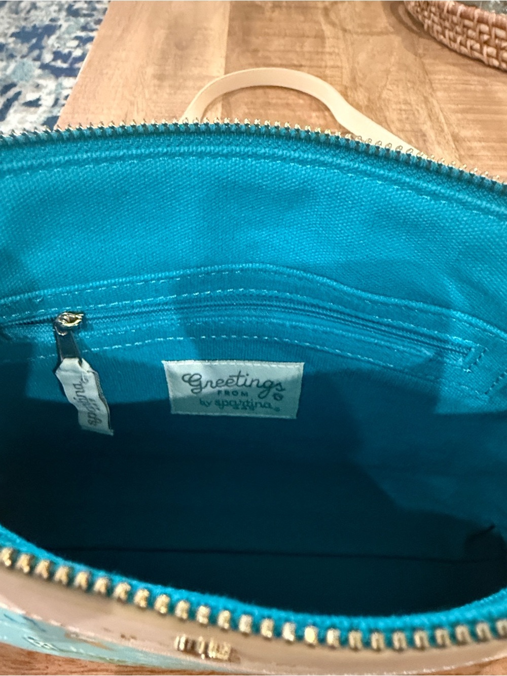 Spartina 449 Caribbean Map Crossbody in Mint, Tan & Multicolor - Picture 4 of 6